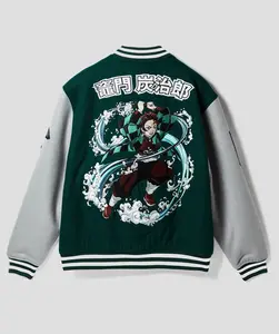 Demon Slayer Kimetsu No Yaiba Tanjiro Varsity Jacket, Anime Character Varsity Jacket, Adult Unisex Fit - Officially Licensed