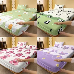 Quirky Cat Fitted Sheet & Pillowcase Set, 1 Fitted Sheet + 2 Pillowcases, Medium Mattress Feel, Fun Bedding for Cat Lovers