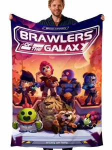 Brawl Stars Ultimate Character Circle Flannel Blanket - Soft High-Quality Fabric for Cozy Gaming Nights & Movie Marathons - Brawlers of the Galaxy Edition