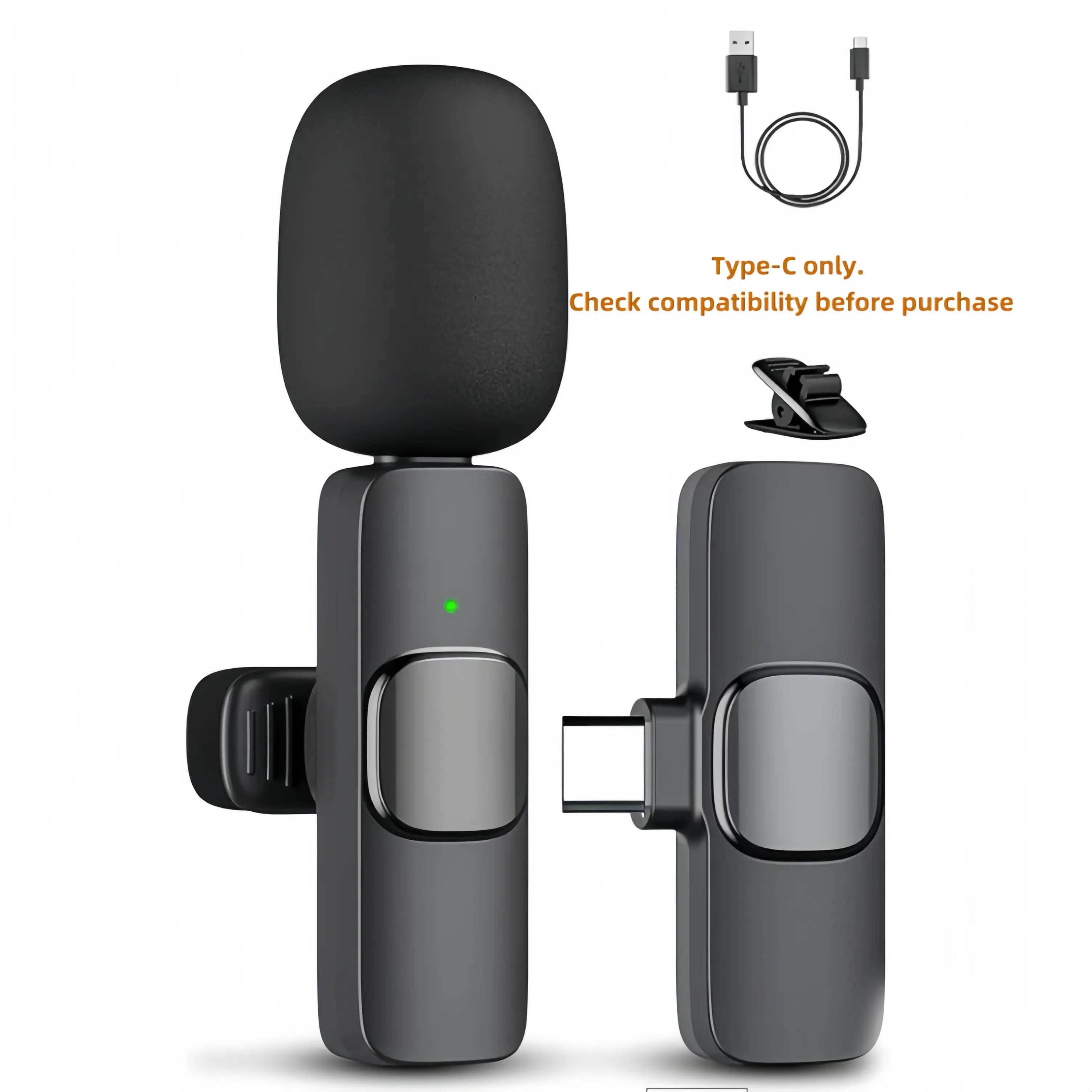 CreatorPro Wireless Mic - USB-C Lavalier with Charging Cable, 24-bit/48kHz Studio Sound for Podcast/TikTok, Plug & Play iPhone/Android