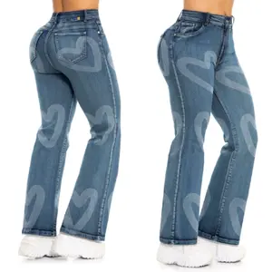 Colombian Jeans N-1636 Heart Print Womenswear