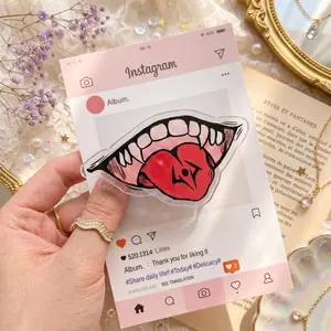 Gothic Vampire Phone Grip, Red Tongue Bite Design, Spooky Horror Style Holder for Smartphones and Phone Cases