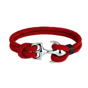 Men's Nautical Anchor Woven Bracelet, Suitable For All Seasons Wear, Nylon Material