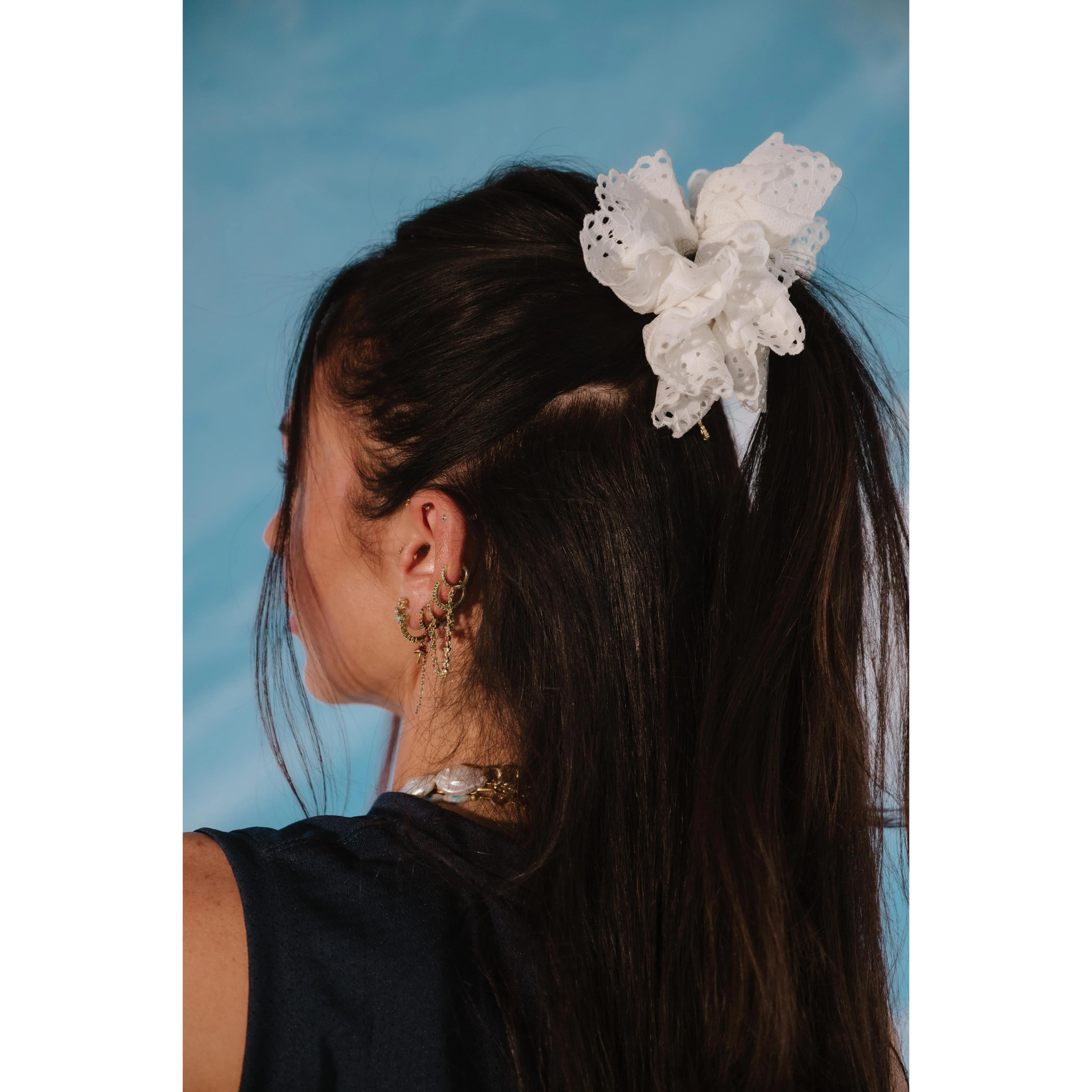 KAXI X EVERGREEN LACE JERSEY MIDI SCRUNCHIE