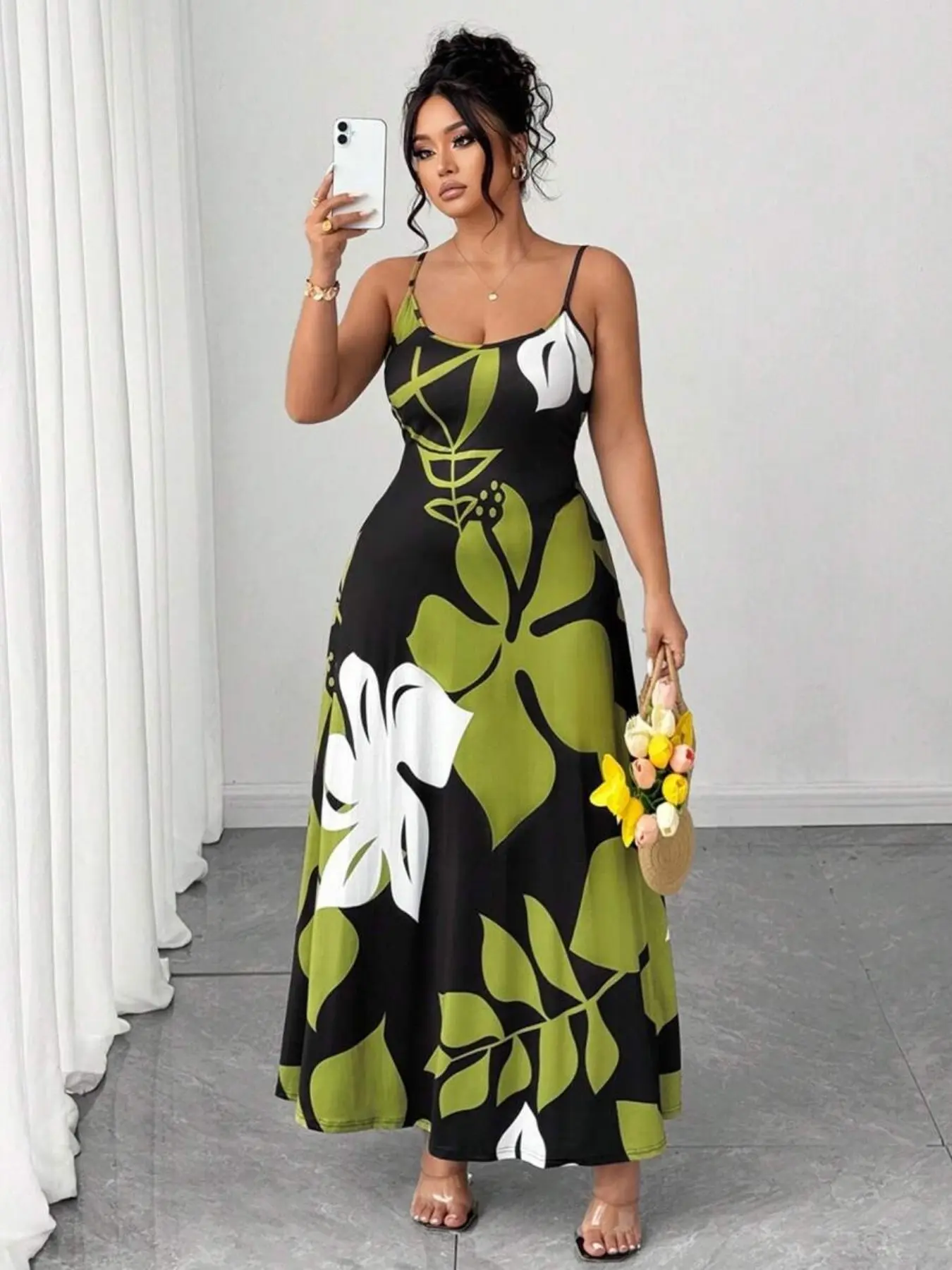 plus boho maxi dress Plus Size Womens Boho Tie Front Maxi Dress Black main image 0