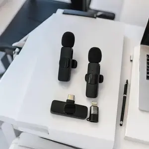 Mini Lavalier Microphone for iPhone/Smartphone, Mini Lapel Microphones with Clearer Audio for Video Recording, Interview, Vlog,Noise Reduction Device Noise Cancellation Stereo Wireless Lavalier vlogging  tools handheld mic microfono minimic