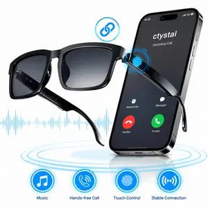 Smart Bluetooth Audio Glasses with Open Ear Speakers and Built in Microphone for Hands Free Calling, Voice Assistant, Anti UV Sunglasses with Touch Control for Running, Driving and Outdoor Activities