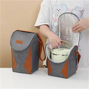 New 1pc office lunch box bag handbag with thickened aluminum foil strip, rice bag storage bag, vibrant color collision leisure bag, daily commuting lightweight hand-held lunch bag