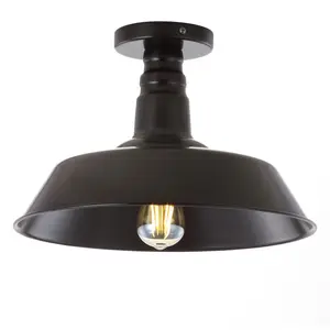JONATHAN Y Camila Classic Industrial Indoor/Outdoor Iron LED Semi Flush Mount; for Living Room, Bedroom, Kitchen, Office