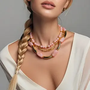 Multi-layered beaded necklace