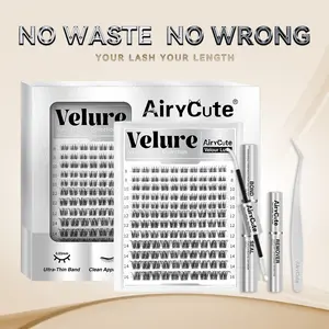 Velure | AiryCute Velour Luxe Collection Upgrade U Lashes with Ultra-Dense, Waterproof, Long-Lasting Lashes | Venus | Natural Daily | Beginner-Friendly DIY Lashes for a Flawless, Voluminous Look | Trendy & Must-Have Clusters