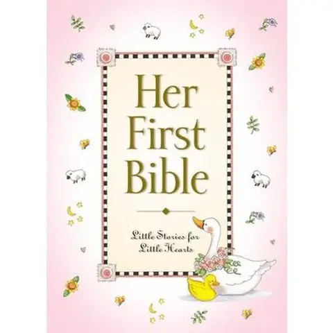Used Hardcover Her First Bible Book by Melody Carlson - English, Preschool Little Girls Educational Supply, Old Testament & New Testament Stories, Baptism & Bedtime Use, Illustrated