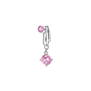 Pink Basic Clip On Belly Ring - Fake Piercing - No Piercing Needed