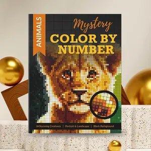 Adult Coloring Book, Color By Number, Mosaic Art Style Stress Relief, Mystery Mosaic Design, Digital Coloring Pages, No Pens Included