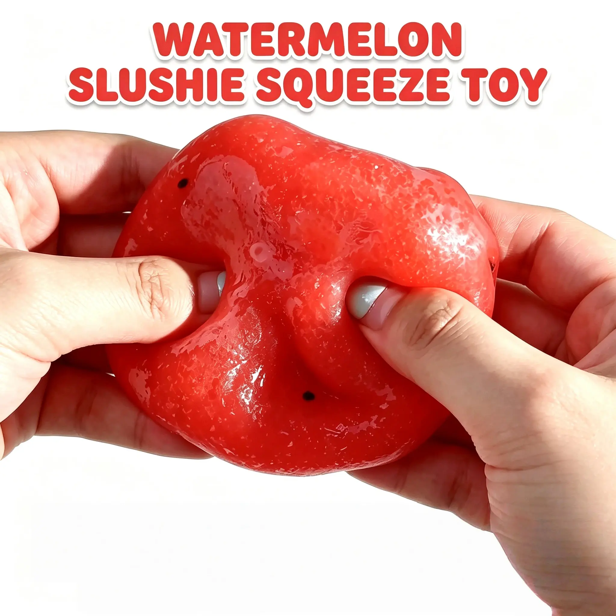 Summer Watermelon Slushie Squeeze Toy - Sensory Stress Relief Toy with Satisfying Crunch Sound, Deep Indentation on Press, Addictive Handling