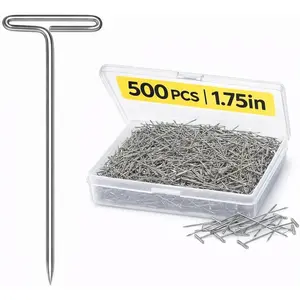 500 count T Pins 1.75 Inch, Stainless Steel T-Shaped Straight Pins for Sewing, Wig Making,  Blocks, Knitting & Craft Projects