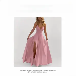 2026 Spring New Women's Clothes, European-American Cross-Border Suspender Dress, Fashionable Sexy Split-Hem Solid Color Sports & Outdoor Outerwear