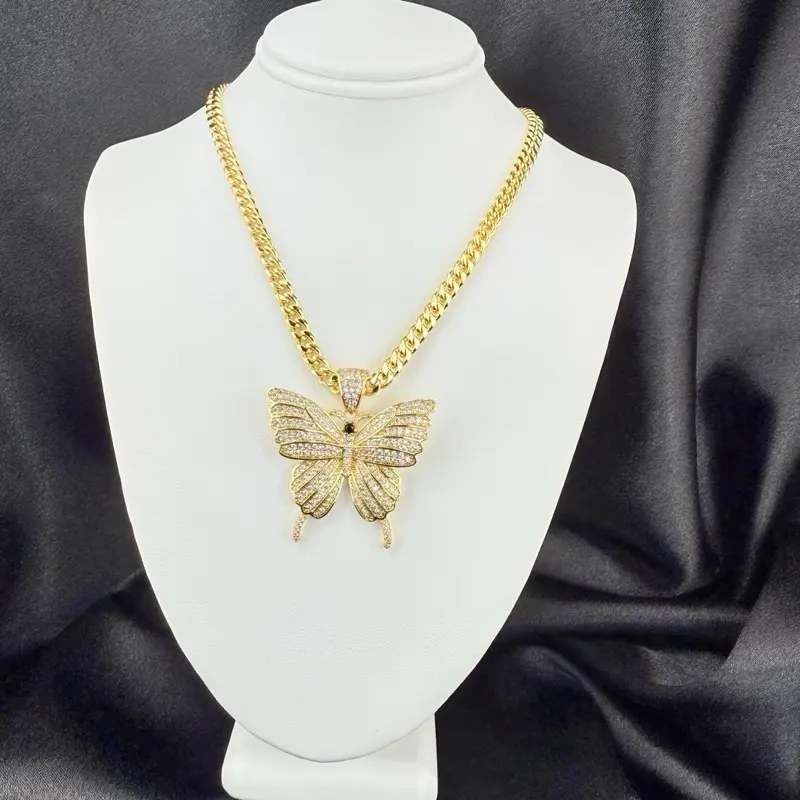 Gold Plated Chain with Butterfly Pendant 20 Inches Length Model 1001 Jewelry Accessory