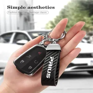 For Toyota Prius Carbon Fiber Car Keychain Set, Premium Auto Modification Key Fob, Includes Screwdriver & Rings, Car Key Accessory