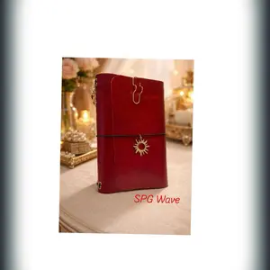 SPG Wave A5 Blood Moon Ledger Leather Journal Studio Size 5.8" x 8.3" with Sun Design