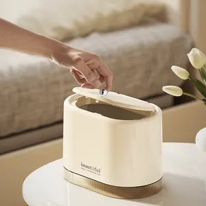 Mini Press-Down Desktop Trash Can for Home Office Living Room Bedroom Kitchen Study, Compact Waste Bin for Cleaning Storage, Paper Basket Organizer, Kitchen Trash Cans