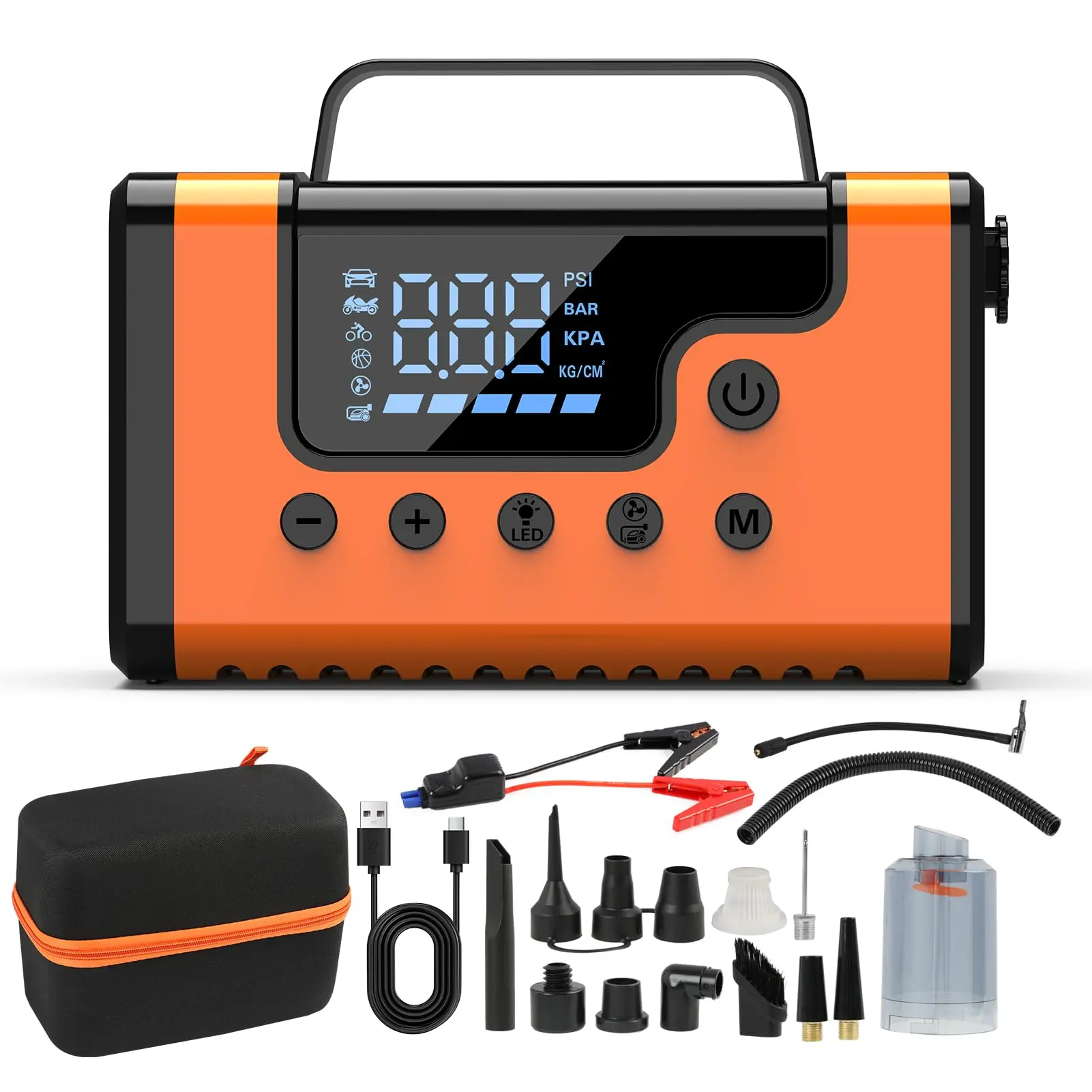 2026 Upgraded 8-in-1 Jump Starter Portable with Air Compressor Cleaning Vacuum All Fuel Types Compatible 12L Diesel Starter 150PSI Tire Inflator & Blower LED Lighting LCD Display Auto Tool Kit Jack Set Emergency Air Pump Automotive Repair Tools Vehicle Ti