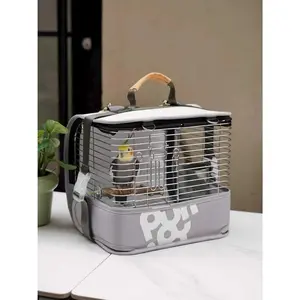 12in 4-in-1 Small Bird Carrier Travel Cage Bird Backpack with Perch Durable Stainless Steel Frame Breathable Portable Cage for Green Cheek Cockatiel Parrot