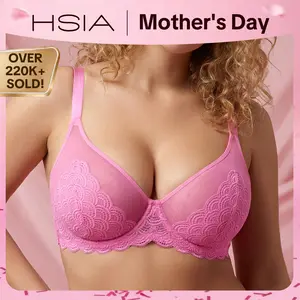 HSIA Mermaid Scales Sexy Lace Plus Size Unlined Underwire Non-padded Full Coverage Minimizer Bra with Back Smoothingfor Women Large Bust