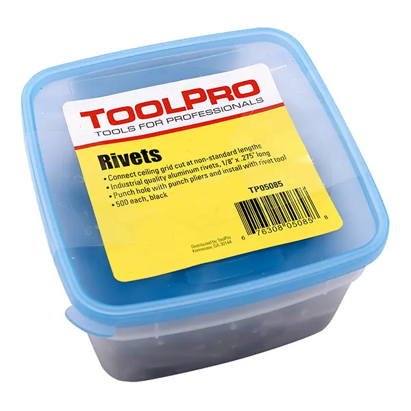 ToolPro 1/8" Aluminum Pop Rivets - High-Quality Fasteners for Ceiling Grid, Suspended Ceiling Repair, Featuring Durability & Reliability