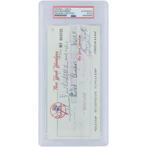 Ron Bloomberg New York Yankees Autographed Check from October 15, 1977 - PSA 84845845 - Fanatics Authentic Certified