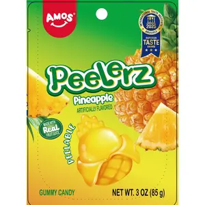 Amos Peelerz Peelable Gummy Fruit Candy (Pineapple / Lychee / Green Apple / Lemon) 3 oz