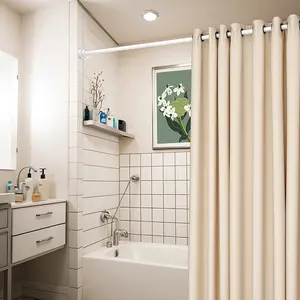 Adjustable Spiral Tension Rod with Plastic Base, Suitable for Shower Curtains, Drapes, Wardrobes, Balcony Drying, End-Adjustable, Shower Rods, Extendable Pole