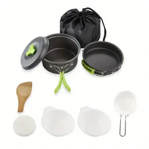 HomeDailyEss Camping cooking kit: Portable tableware pot with storage bag and outdoor camping accessories - Perfect for backpacking gear!