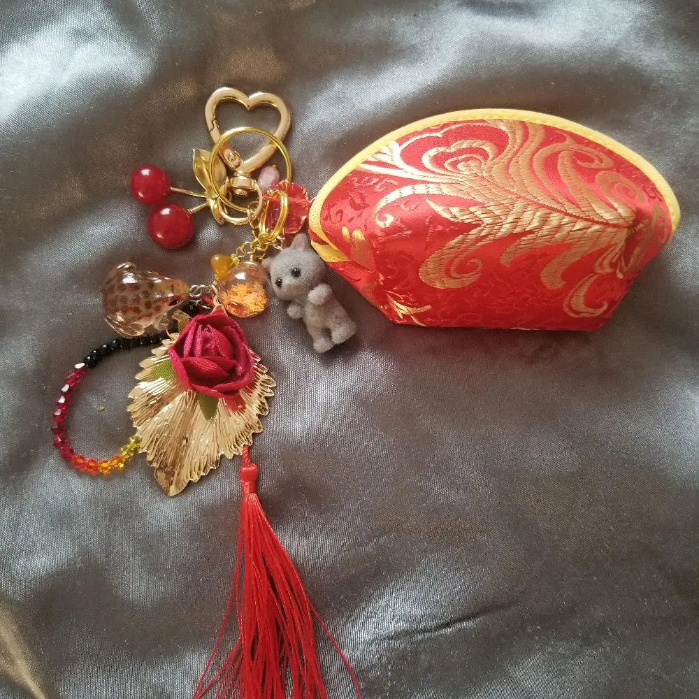 LipsGal Cosmetics LLC Spicy Senorita Keychain with Red Tassel and Gold Accents for Stylish Accessory