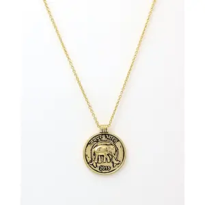 Kumari Coin Necklace - 18k Gold-Plated Brass, Elephant Motif, Adjustable 15”-18”, Handcrafted in Jaipur
