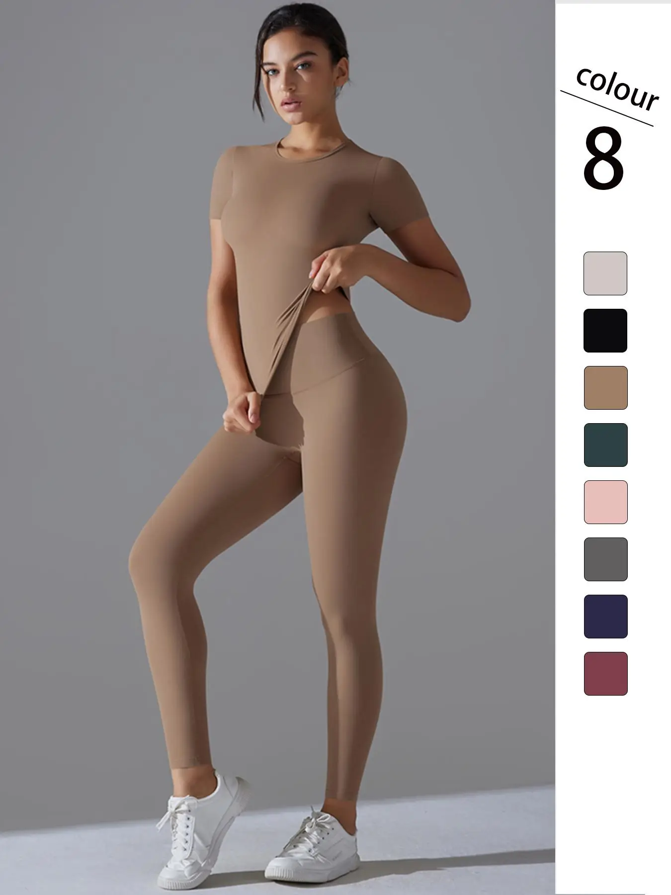 Women's Solid Tracksuit Set, Sporty Breathable Quick Drying Outfits for Yoga Gym Workout Running, Ladies Sportswear for All Seasons