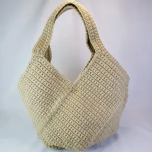 Handmade Rectangular Striped Crochet Purse made with Acrylic Yarn is fully lined with cotton and has pockets and magnetic closure