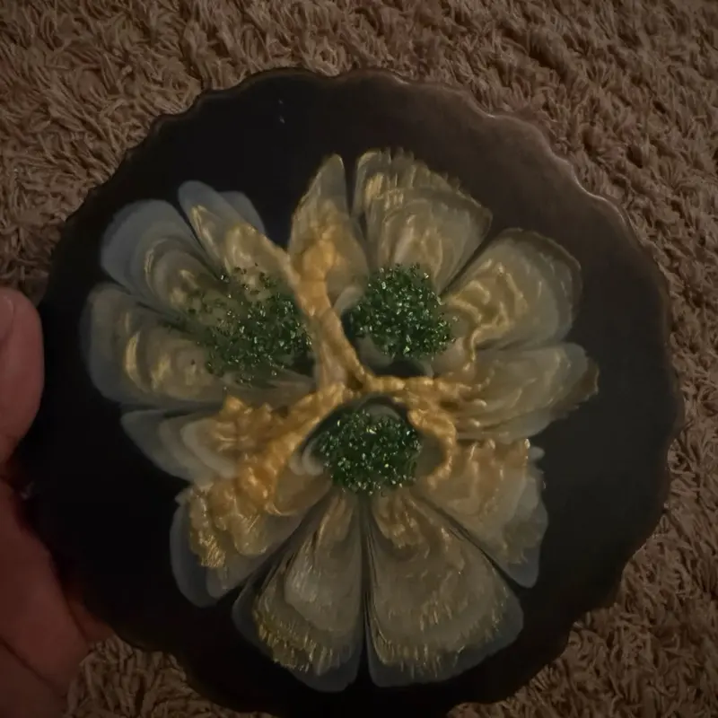 Flower Resin Coaster, Decorative Drink Coaster for Home, Office Table Use
