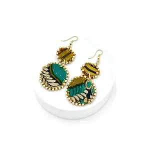 Fair Trade, Reversible, Drop Earrings with Upcycled Cotton Fabric