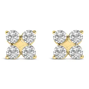 10K Gold 1/2 Cttw Lab Grown Diamond Snowflake Stud Earrings