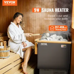 VEVOR Sauna Heater, 9KW 220V Electric Sauna Stove, Steam Bath Sauna Heater with External Digital Controller, 3h Timer and Adjustable Temp for Max. 317-459 Cubic Feet, Home Hotel Spa Shower Use