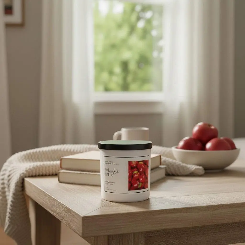 Macintosh Apple Boutique Candle 8-ounce Soy Blend Hand-Poured with Fresh Apple Fragrance for Home Decor