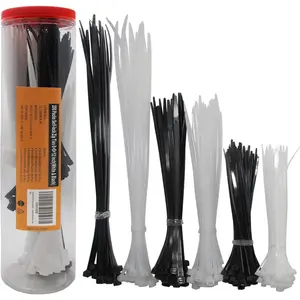 200 Pack White & Black Zip Ties Assorted Sizes 6+8+12 Inch Heavy Duty  Ties - Variety Pack Wire Ties