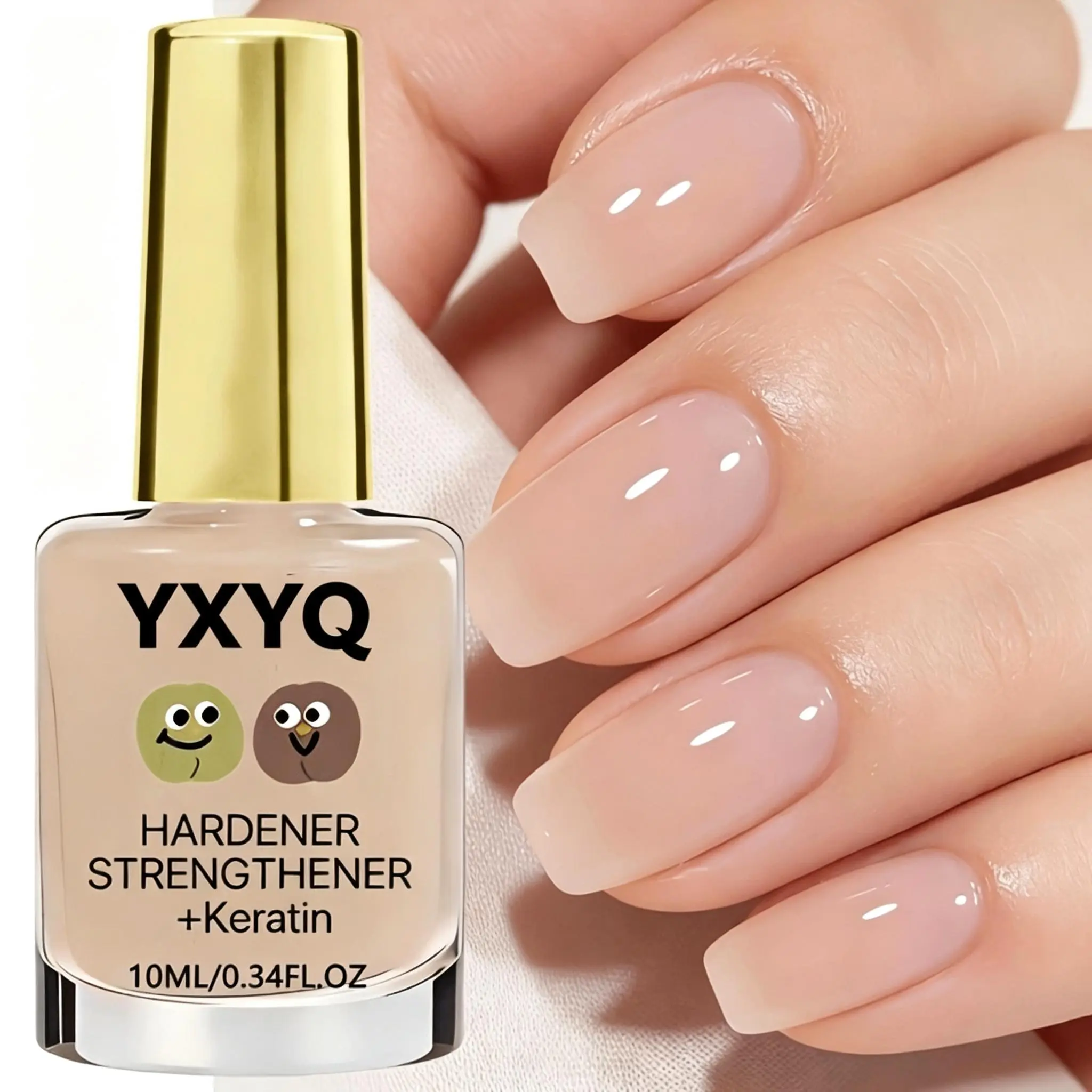 YXYQ Keratin Infused Nail Hardener 10ML Natural Nude Glossy Nail Polish for Daily Nail Art