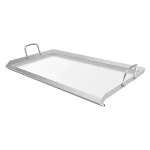 Smartcook stainless steel grill pan with oil groove, used for BBQ, suitable for outdoor grills, easy to clean