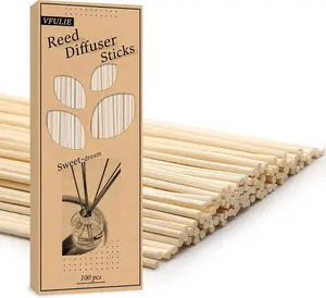 100PCS Reed Diffuser Sticks, 10 Inch Natural Rattan Wood Sticks Essential Oil Aroma Diffuser Sticks Refill Replacement for Aroma Fragrance ((Primary Color))