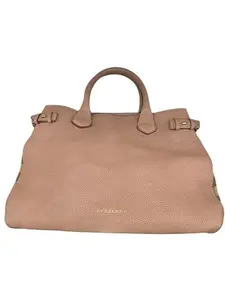 Pre-owned BURBERRY Leather Handbag Taupe/Pink Nova Check Sides Perfect For Daily Use