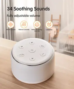 Rechargeable Baby White Noise Machine 7 Color Night Light 34 Soothing Lullaby Sounds Portable Sleep Soother for Kids Adults Travel