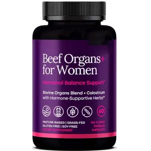 Primal Beef Organ Supplement for Women (Made in USA) Boosted w Shatavari, Maca, Ashwagandha, and Chasteberry - Grass Fed Uterus, Ovary, Liver, Kidney, Heart Bone Matrix, Gotu Kola and Queen Colostrum
