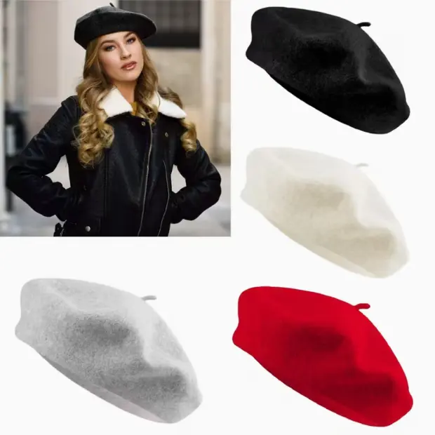 4 Pack Women's Cotton Berets, French Style Solid Color Lightweight & Breathable Hat for Elegant Outfits, Uniforms & Christmas, Breathable Lightweight Hats